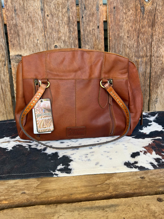 Cheetah hand tooled tote